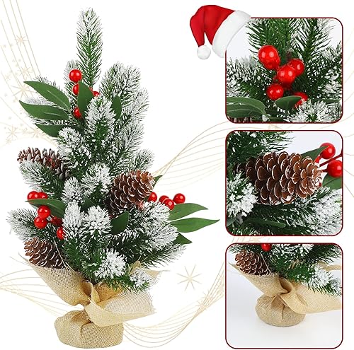 Vista 46 de CCINEE 3Ft Artificial White Tabletop Hinged Christmas Tree with Metal Stand - 130 Branch Tips Mini Christmas Tree for Xmas Party Supplies Home