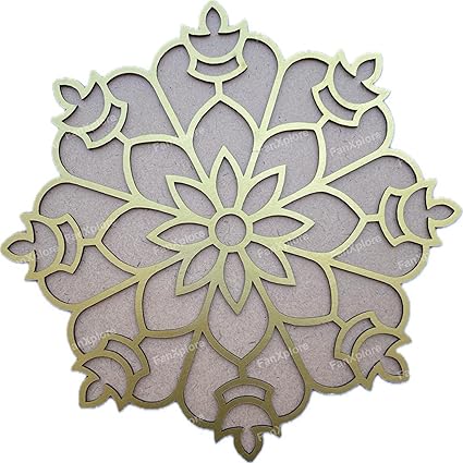 PRINT BHARAT MDF Assorted Rangoli Stencil Desgion I MDF Rangoli Stencil I Rangoli Pouch Free I Rangoli for Diwali Festivals, Pooja, Home, Navratri Wedding Decor (8 * 8 inch Stencil)