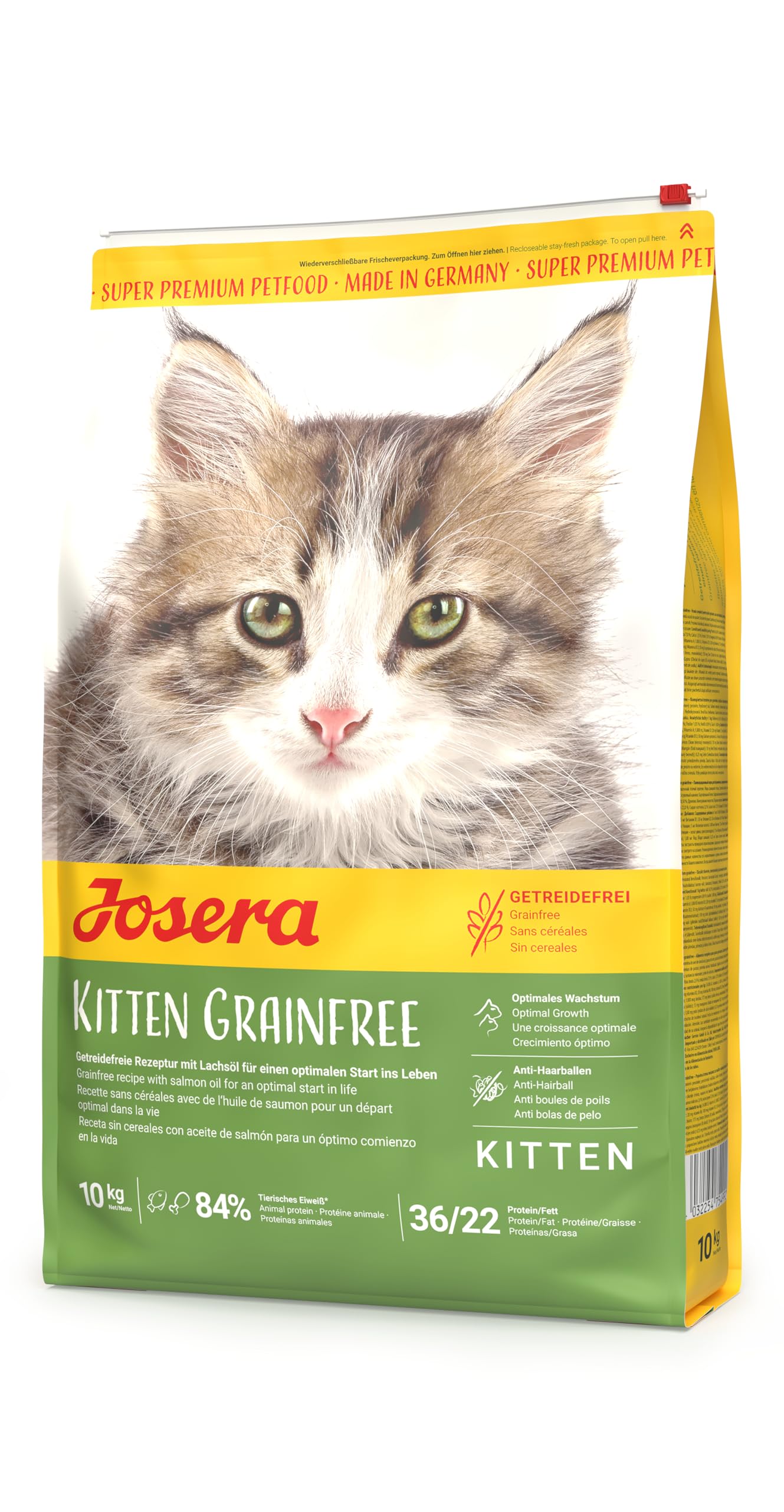 JOSERA Kitten grainfree (1 x 10 kg) | Un pienso completo para gatas gestantes, lactantes y en crecimiento | sin cereales con valioso aceite de salmón | 1 unidad