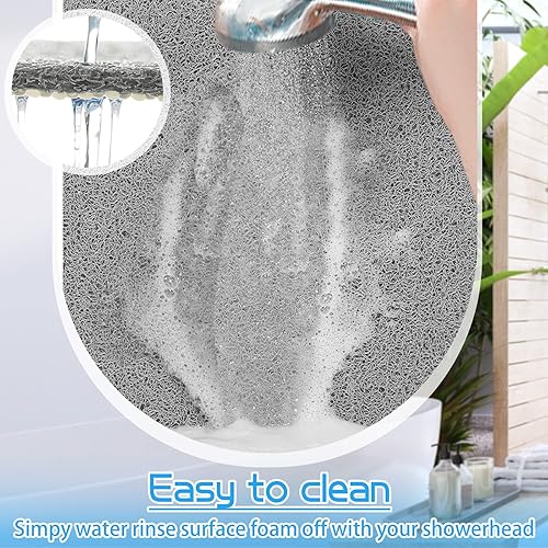 Miniatura 6 de Tapete antideslizante para bañera de PVC suave, tapete para bañera de baño de 16 x 40 pulgadas, color beige