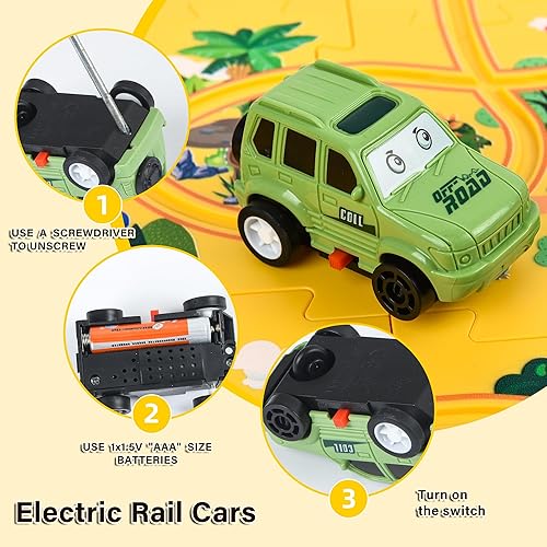 Miniatura 6 de Nuevos rompecabezas de dinosaurio de plástico para niños de 3 a 5 años con un lindo auto, juego de pista de rompecabezas para niños, juguetes