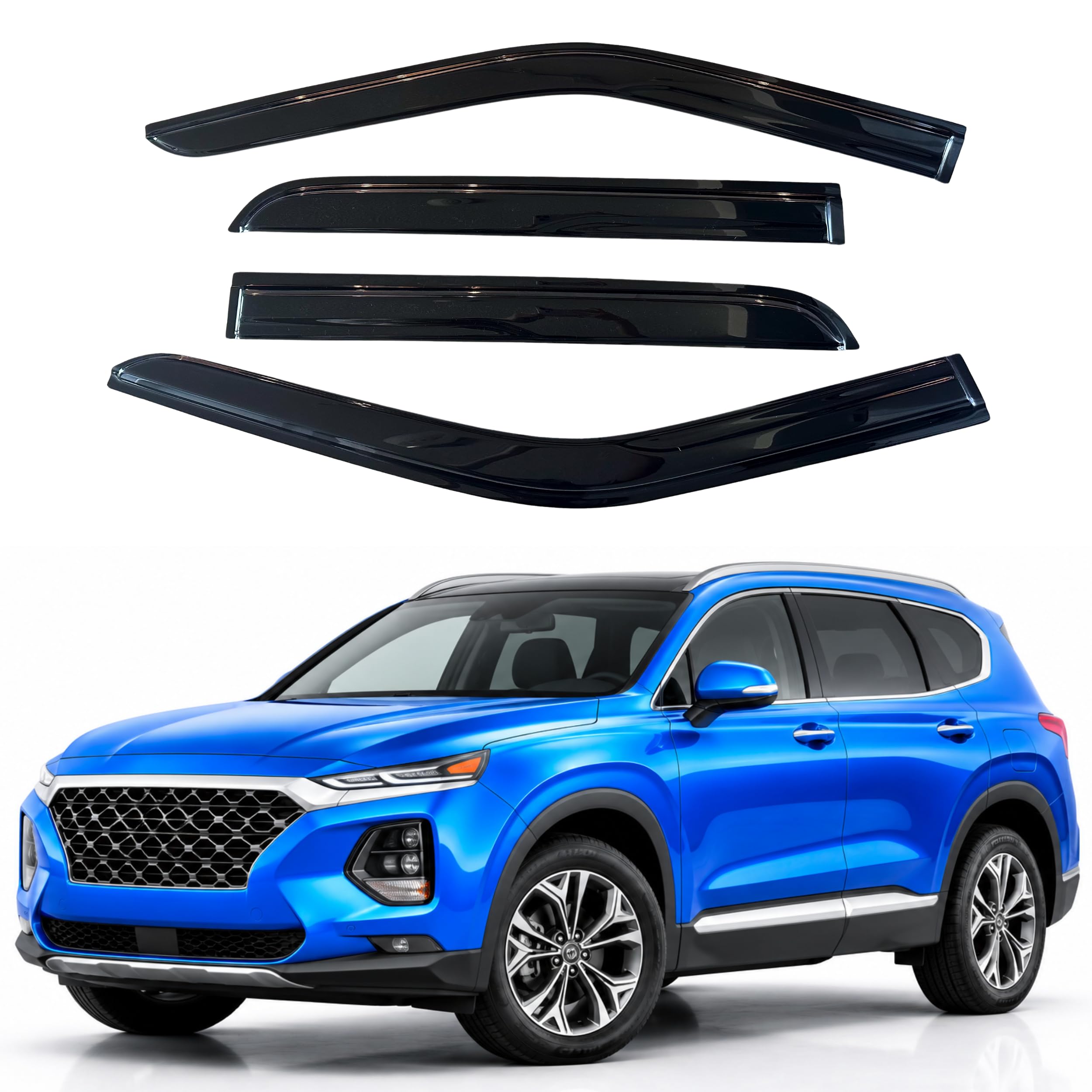 IG Window Visors Fit for 2019-2023 Hyundai Santa Fe, Out-Channel Rain Guards Vent Wind Deflectors 4PC, Car Accessories for 19-23 Santa Fe