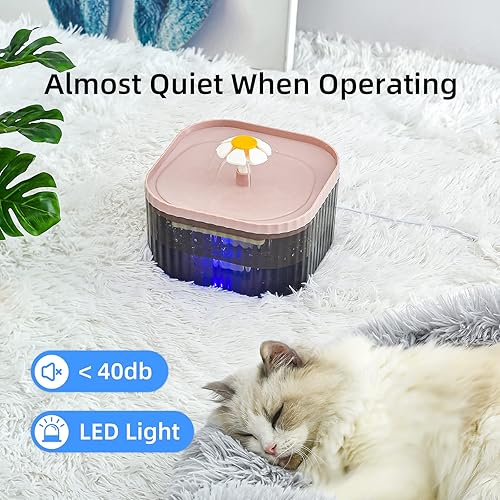 Miniatura 5 de JEERAMIA Fuente de agua para gatos con luz LED, dispensador de agua ultra silencioso para mascotas de 85 oz2.5 L con bomba inteligente y 3 filtros