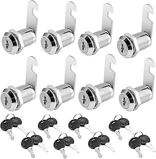 Tidorlou 8 Pack Cabinet Cam Lock Set,Keyed Alike 25mm Cylinder Cam Locks Secure File Drawer Dresser RV Cylinder Replacement Lock Hardware