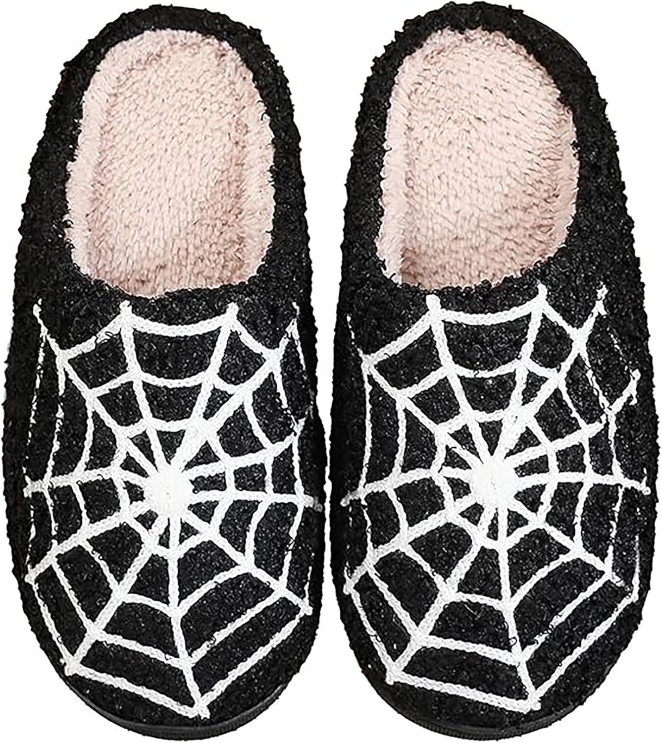 Halloween Slippers for Men Women Fluffy Plush Warm House Slippers with Ghost Pumpki...