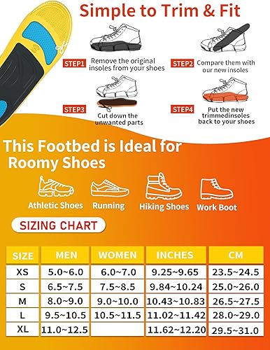 Miniatura 6 de Plantillas ortopédicas de apoyo de trabajo, más de 250 libras, antifatiga, para aliviar el dolor de pies, zapatos de trabajo para botas de trabajo