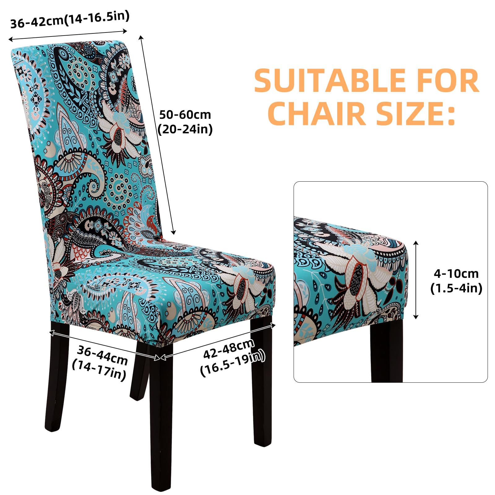 YISUN Dining Chair Covers Set of 4, Stretch Spandex Jacquard Washable Kitchen Chair Covers - Image 3