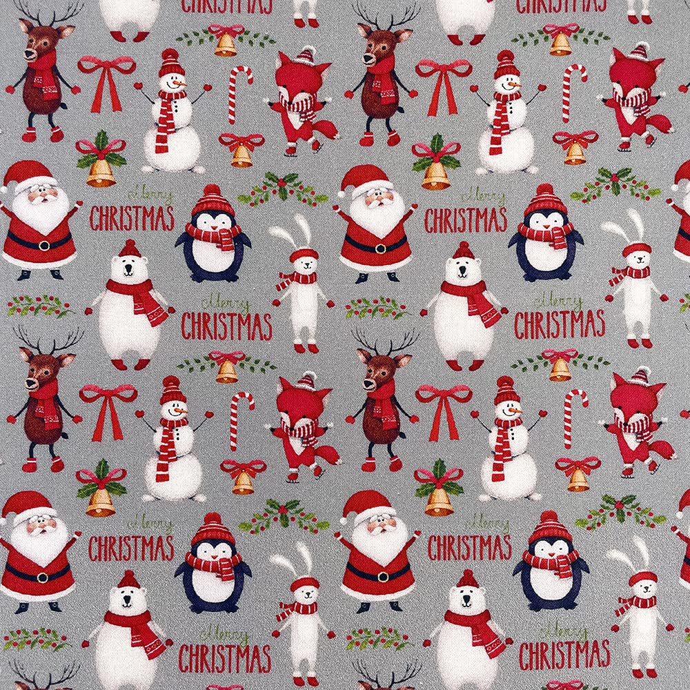100% Cotton Christmas Xmas Crafty Prints for Children Kids Crafts Quilting Fabric Material | 55" - 140 cm Wide (Per Quarter, Merry Silver)