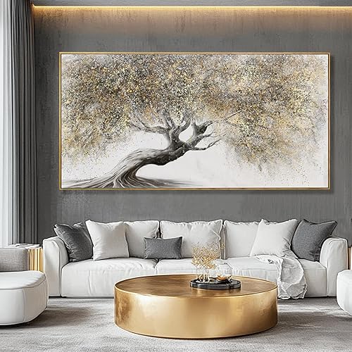 Miniatura 5 de SDYA Cuadros de naturaleza para decoración de pared, impresiones botánicas de 29 x 58 pulgadas, lienzo grande para sala de estar, obra de arte gris