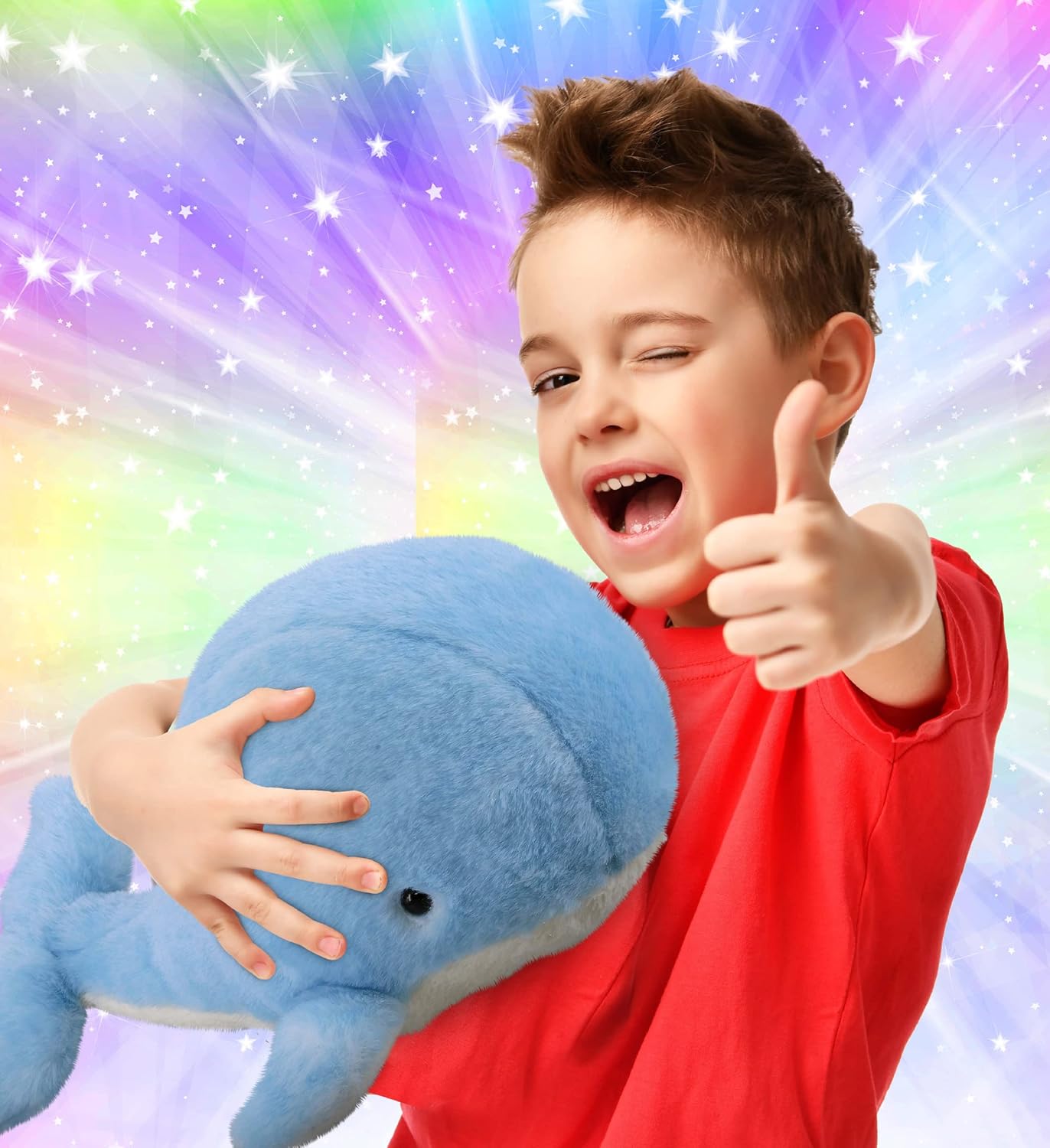 DolliBu Plush Whale Stuffed Animal - Soft Huggable Blue Whale, Adorable Playtime Whale Plush Toy, Cute Ocean Life Cuddle Gifts for Kids and Adults - 13 Inches, Blue 13''