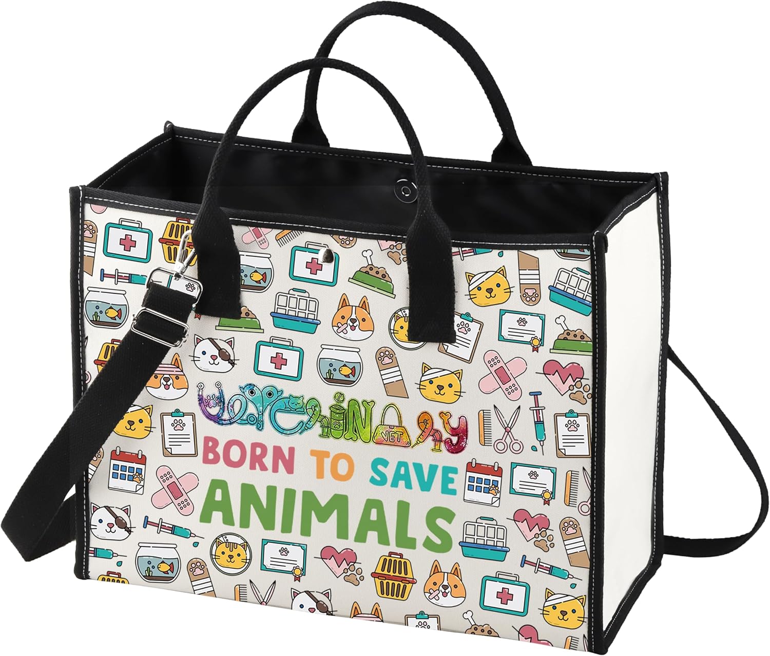 LEVLO Veterinarian Cosmetic Make Up Bag Veterinary Technician Gift Born To Save Animals Makeup Zipper Pouch Bag For Veterinarian Assistant Student (Save Animals LT)