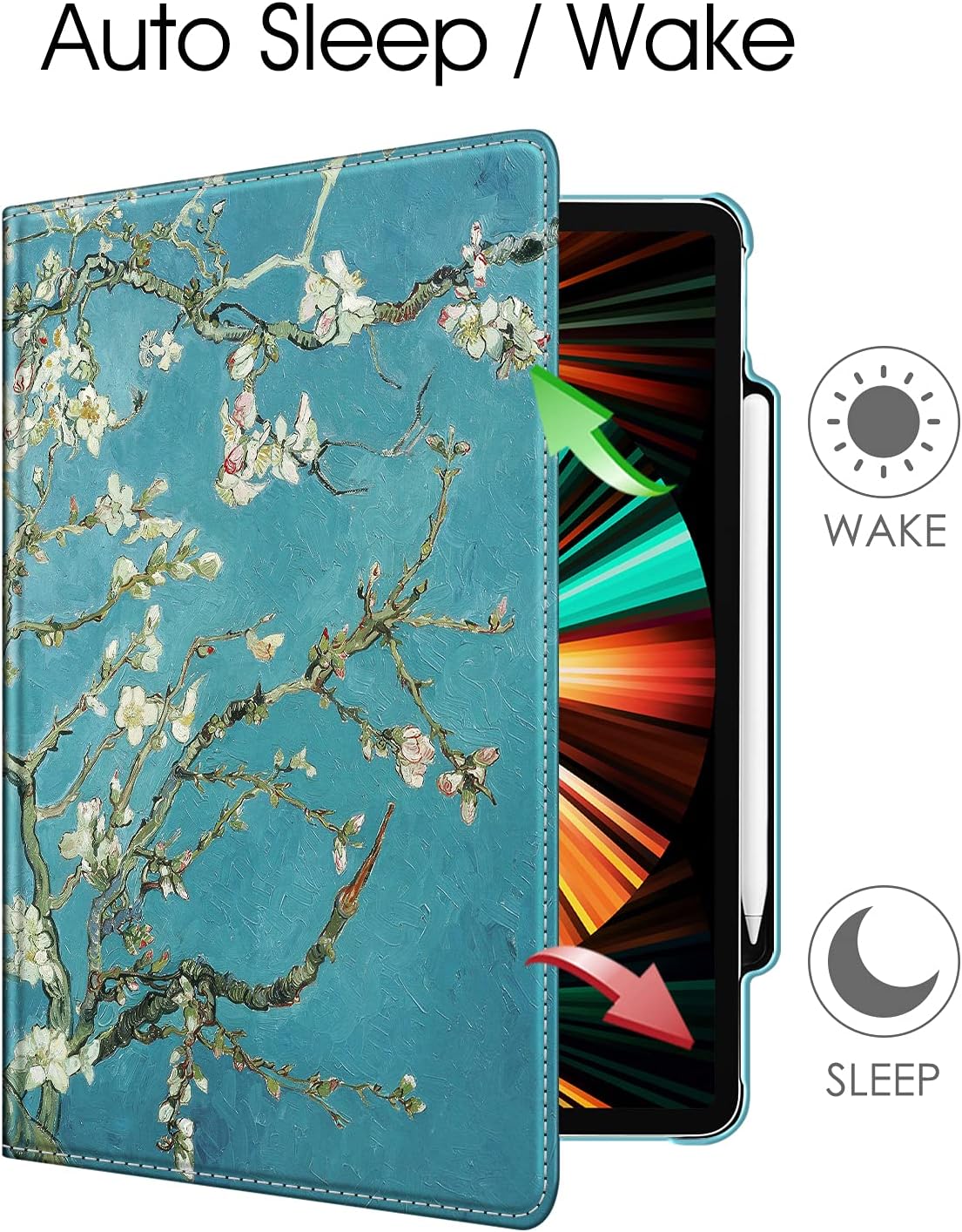 Fintie Rotating Case for iPad Pro 12.9-inch 6th Generation 2022-360 Degree Swiveling Protective Cover with Pencil Holder, Auto Sleep/Wake, Also Fit iPad Pro 12.9" 5th/4th/3rd Gen, Blossom - Image 3