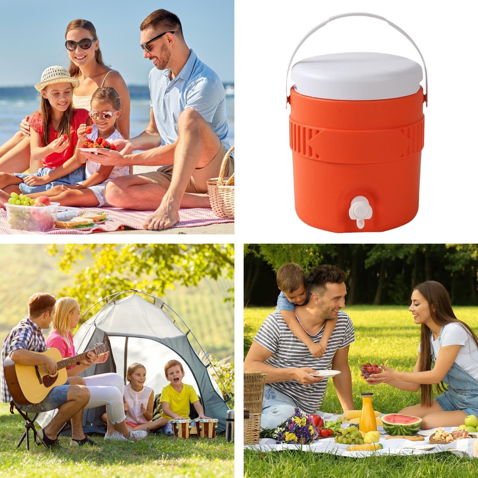 Sports Drink Dozownik do picia, izolowany pojemnik napoje, 3,8 l gor?ce i zimne napoje (pomara?czowy/niebieski), 8,86 x 8,46 x 10,04 cala imprezy outdoorowe