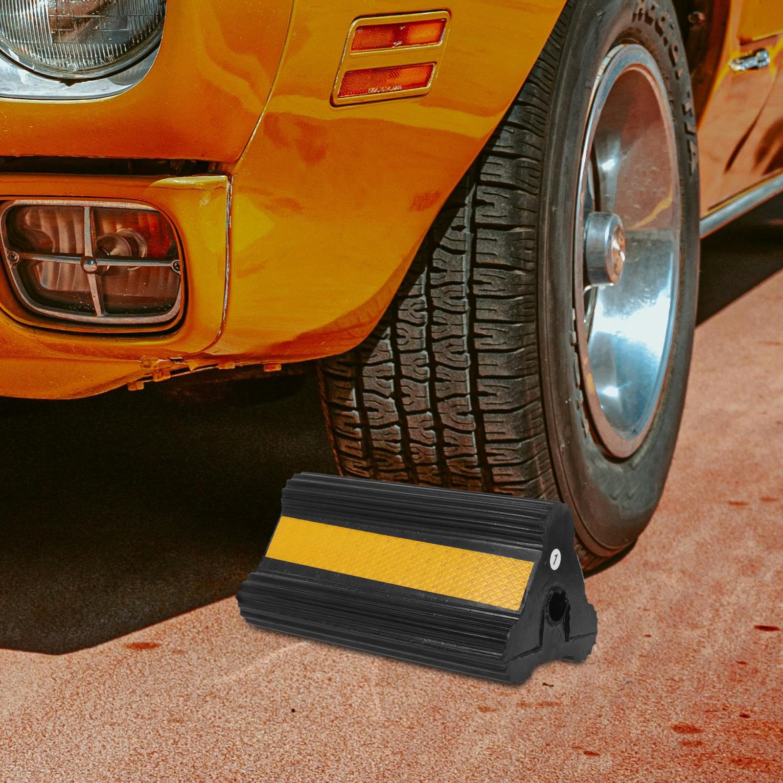 SHOWERORO Calzos para Antideslizantes con Cinta de Goma Coche Reflectante, Topes de Rueda Resistentes para Evitar Deslizamientos en Remolques, Autocaravanas y Uso Carretera