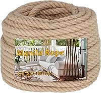 Vista 19 de Muelles de cuerda de manila tratada de 1.25 pulgadas x 50 pies para embarcaciones de árboles y granja