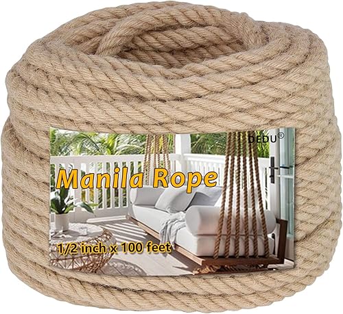 Miniatura 19 de Muelles de cuerda de manila tratada de 1.25 pulgadas x 50 pies para embarcaciones de árboles y granja