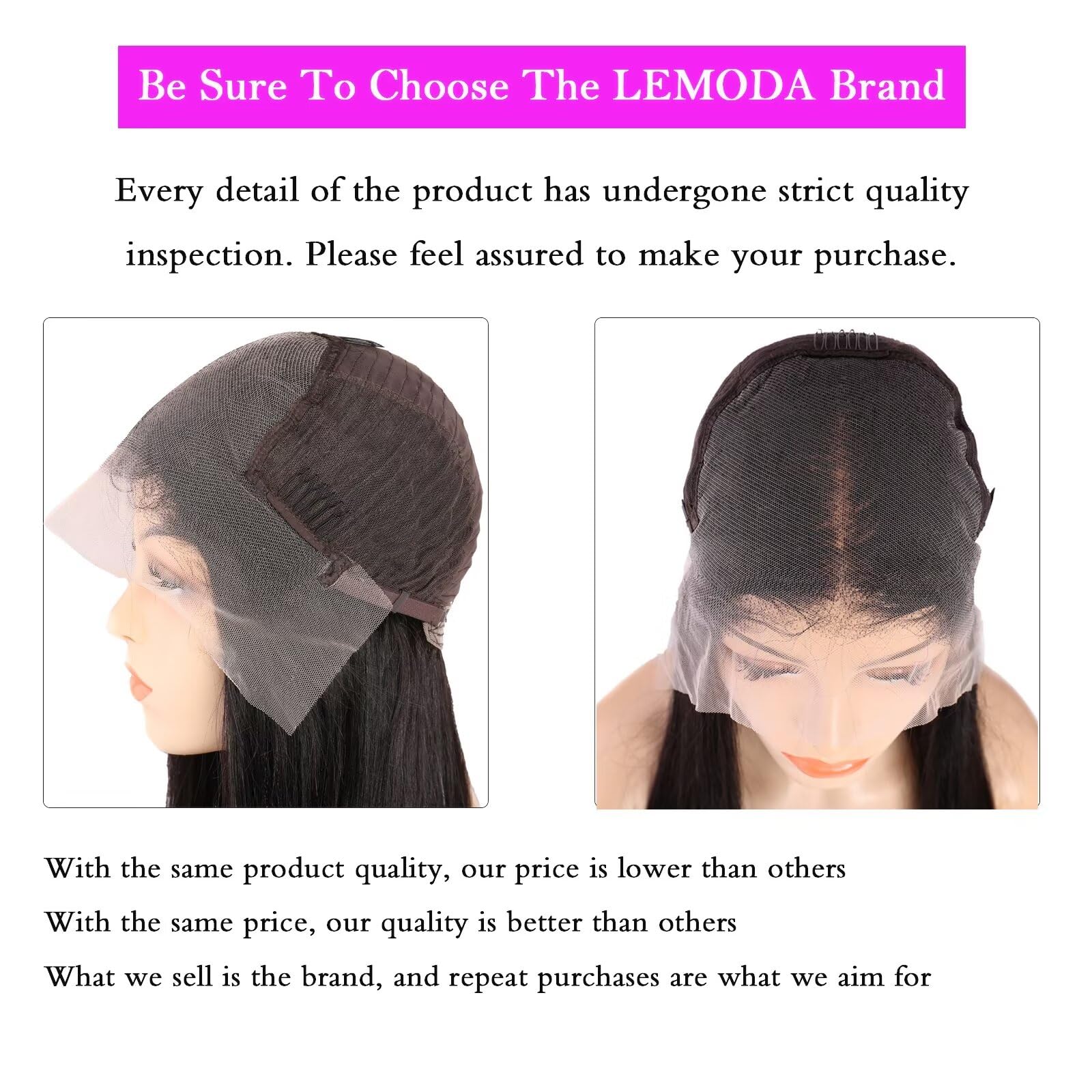 Lemoda 13x6 Body Wave Lace Front Wigs Human Hair 180% Density 13x6 HD Transparent Lace Frontal Wig Pre Plucked 14A Brazilian Virgin Human Hair Wigs for Women 20 Inch - Image 2