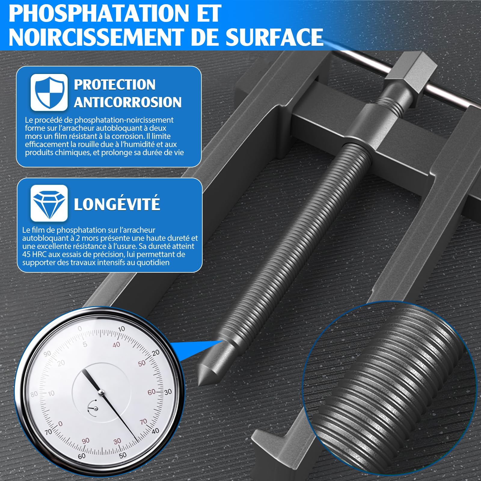 XIIW Kit 3X Extracteur de Roulement d'Engrenage à Deux Mâchoires, 20-85mm | Arrache Roulement de Roue, Auto-Bloquant, Extracteur à 2 Griffes, Outil d'Extraction pour Engrenage Volant Moteur Roue Rotor