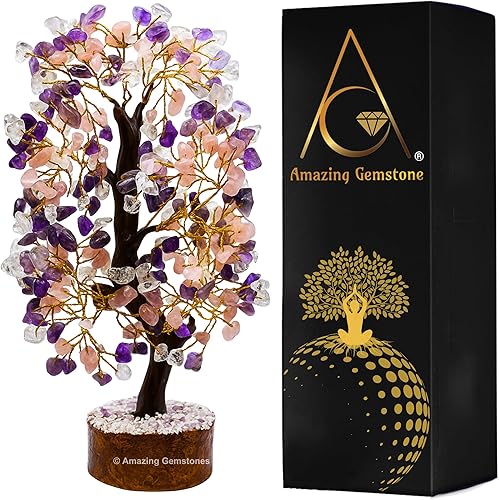 Vista 45 de Árbol de la vida de cristal curativo natural de piedra lunar blanca, Feng Shui, árbol de la vida de la fortuna para decoración del hogar