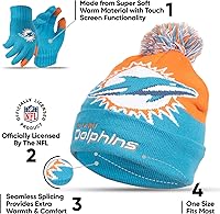 Vista 165 de Ultra Game Gorro de invierno de punto súper suave oficial de la NFL con guantes extra cálidos para pantalla táctil
