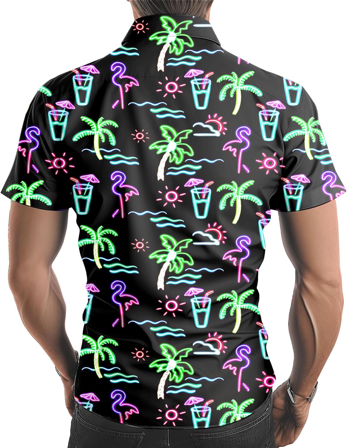 Neon Shirts for Men Button Up Shirts,Mens Neon Shirt Hawaiian Shirt for Men,Mens Beach Shirts Neon Clothes - Image 6