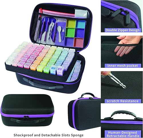 Miniatura 2 de Douorgan Contenedores de almacenamiento de pintura de diamantes, accesorios y herramientas de pintura de diamantes, organizador portátil de pintura