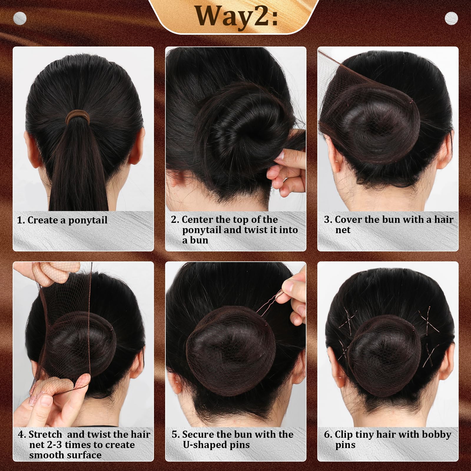 Kit de accesorios para el cabello de baile, cosas de baile con 100 alfileres en forma de U, 50 alfileres, 100 bandas elásticas de goma, 8 redes invisibles para el cabello, 2 ligas para el pelo 5