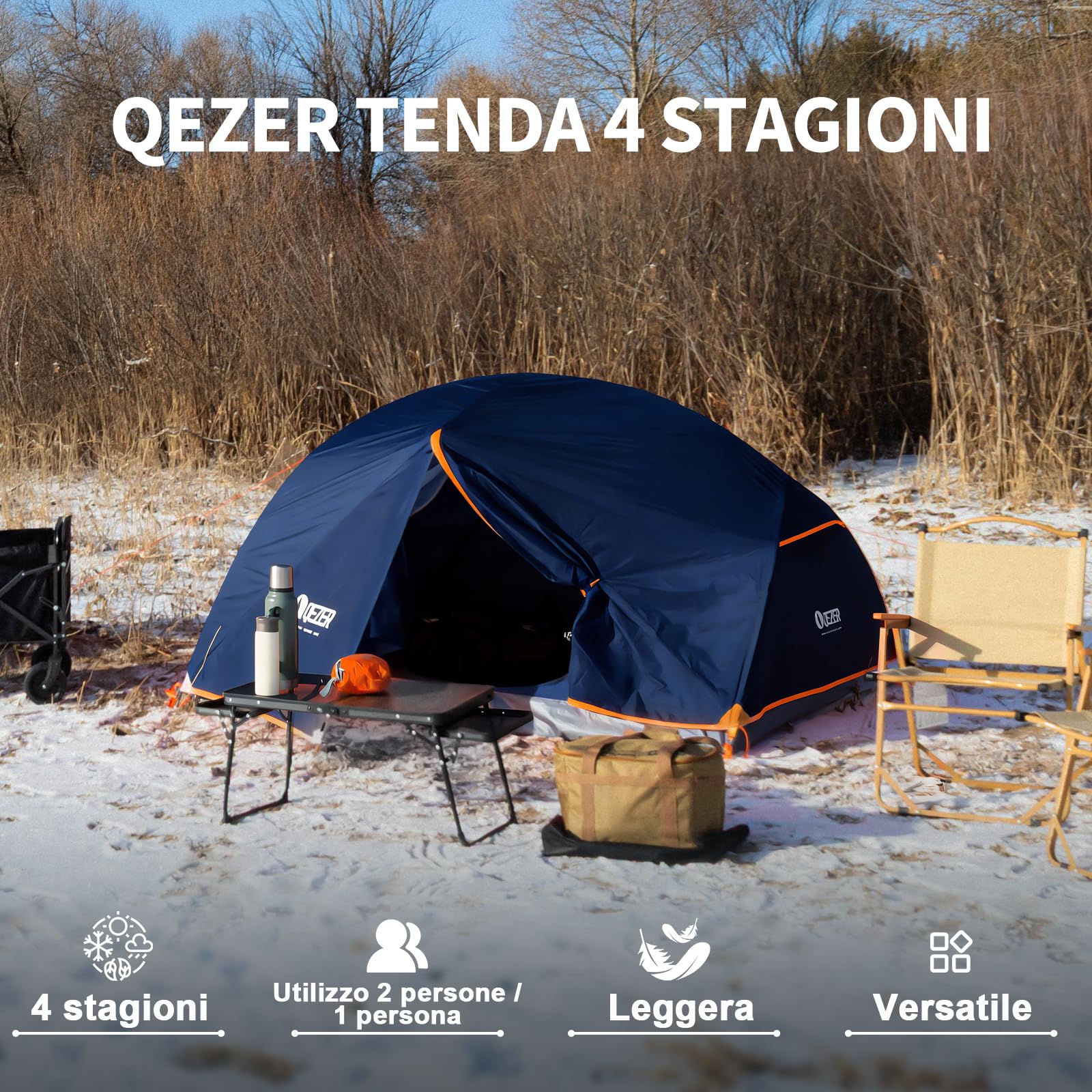 Tenda da campeggio, ultraleggera, impermeabile e antivento, adatta per tre stagioni, dimensioni compatte, ideale per escursioni, campeggio e attività all'aperto