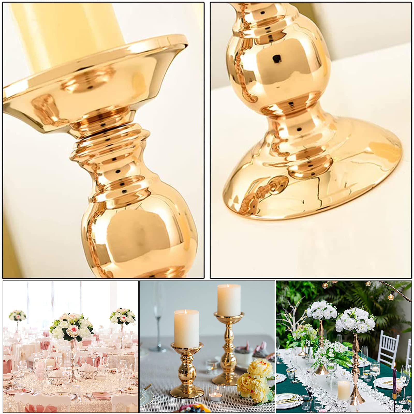 Lot De 3 Bougeoirs Dorés En Métal Pour Table à Manger, Centre De Table, Vintage, Décoratif, Moderne, Chandelier Pour Mariage, Fête De Noël