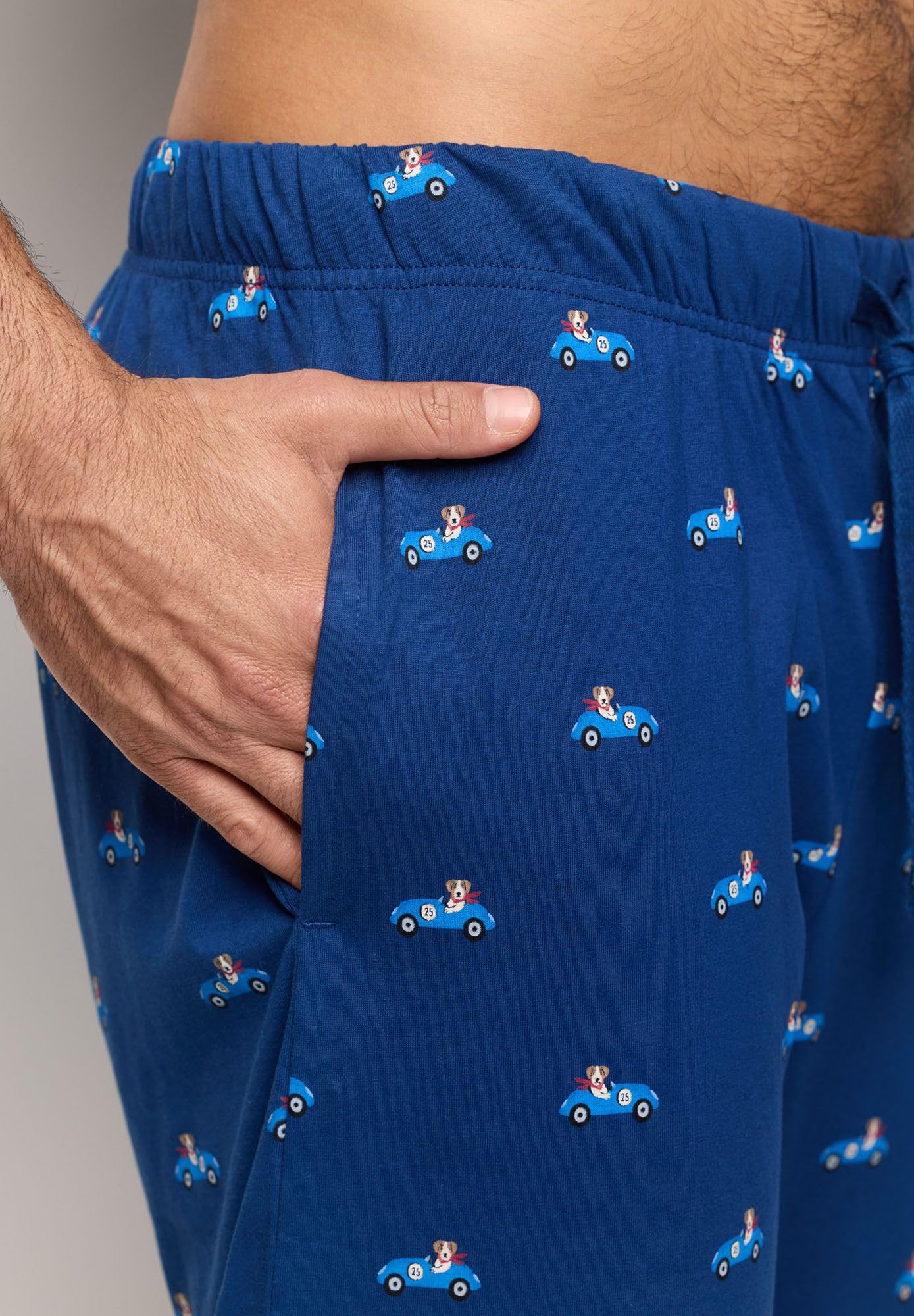 YAMAMAY - Pigiama Lungo, Uomo, Blu, 100% Cotton, Jersey, Stampato