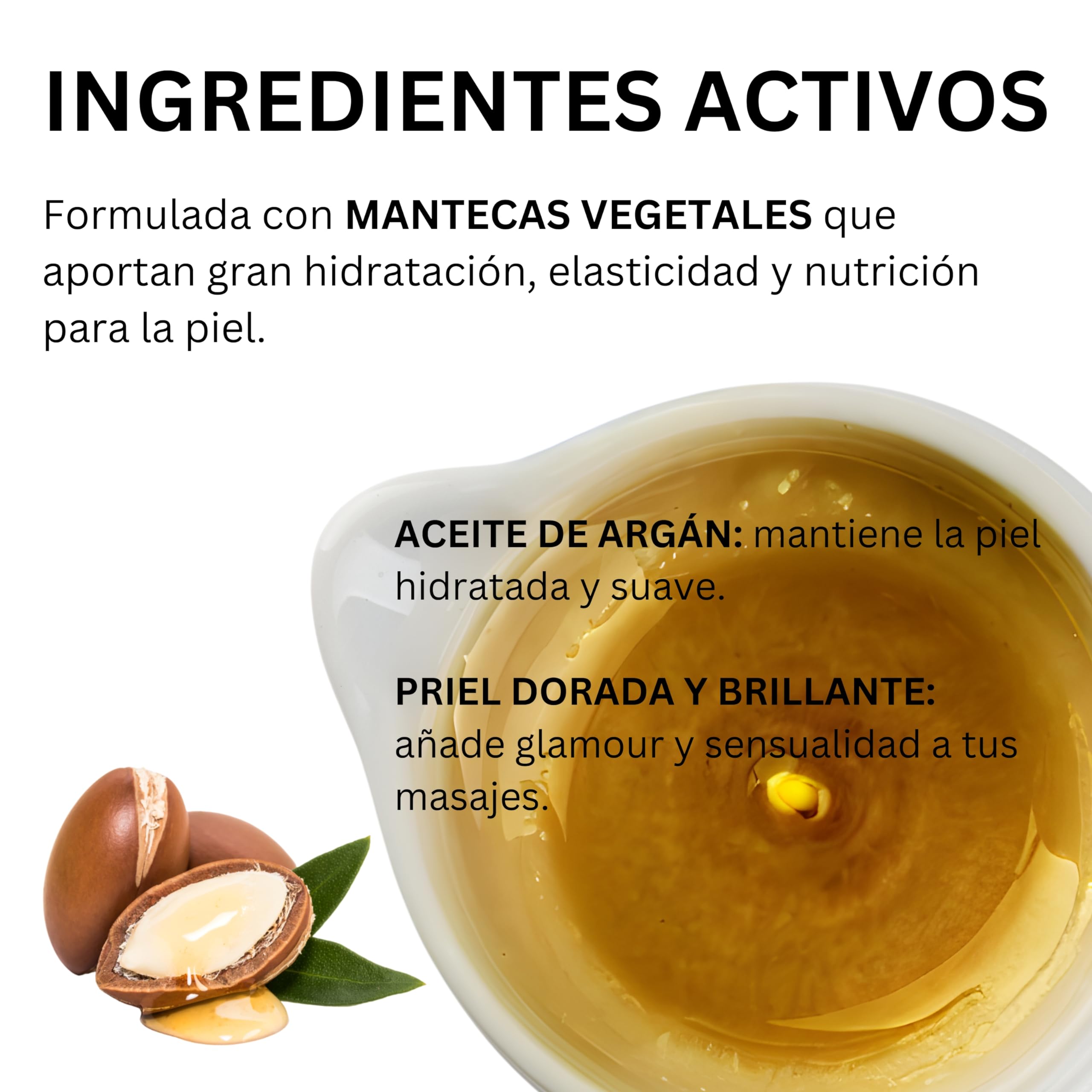 BEAUTY IMAGE Vela de Masaje - Color Dorado Brillante Glamour - Con Aceite de Argán. De 2 a 3 Masajes de Cuerpo Entero. Aceite Caliente para Masaje Profesional. Calidad Hecho en Europa. Masaje Sensual.