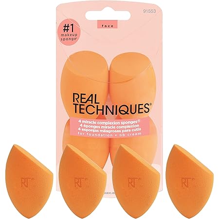 Real Techniques Miracle Complexion Beauty Sponge Makeup Blender, Set of 4