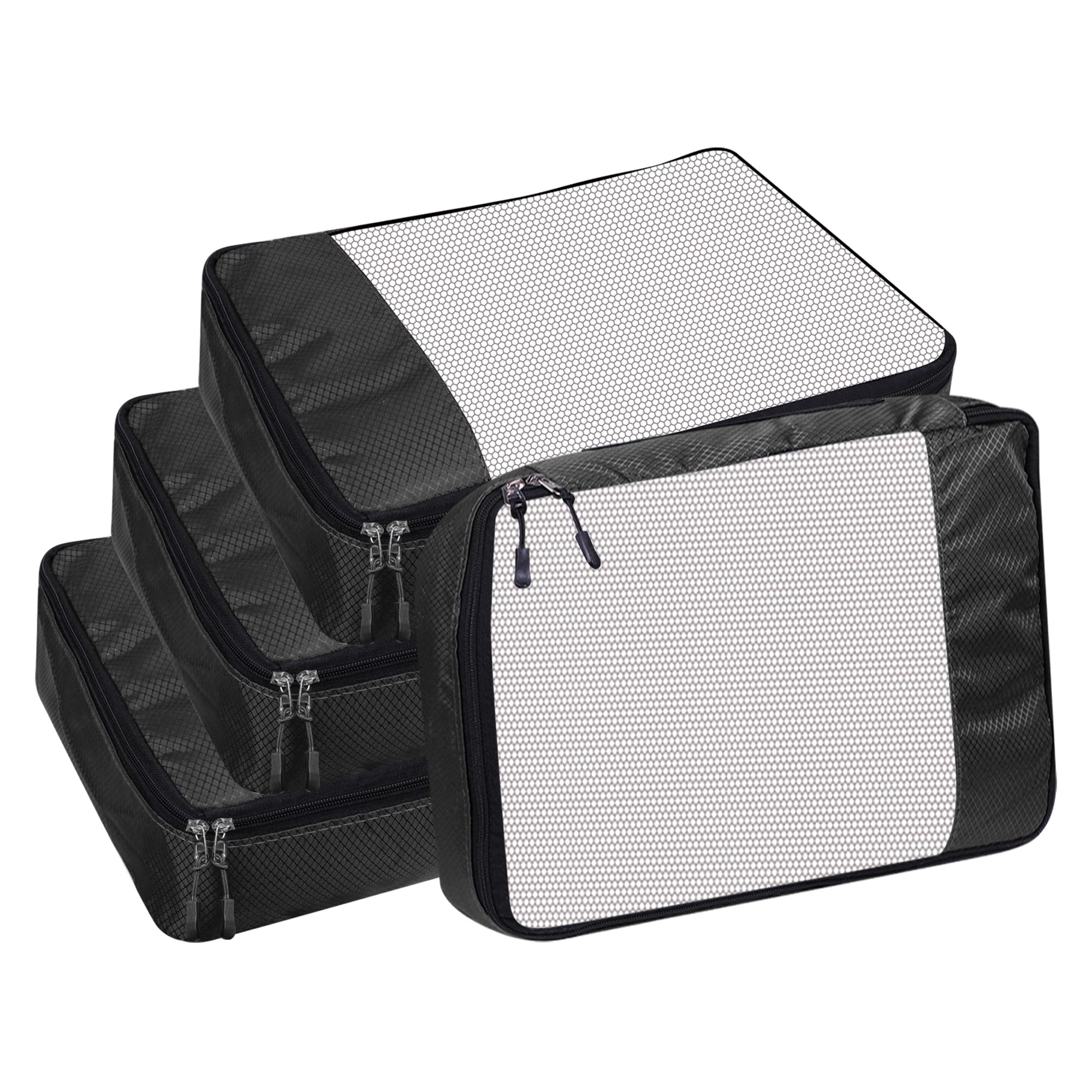 GBMI Compression Packing Cubes Travel Organizer, Travel Organiser Bags for Luggage, Clothes, Suitcase Travelling Pouches for Men And Women, Polyester (Medium- Pack of 4, Black)-picture-43