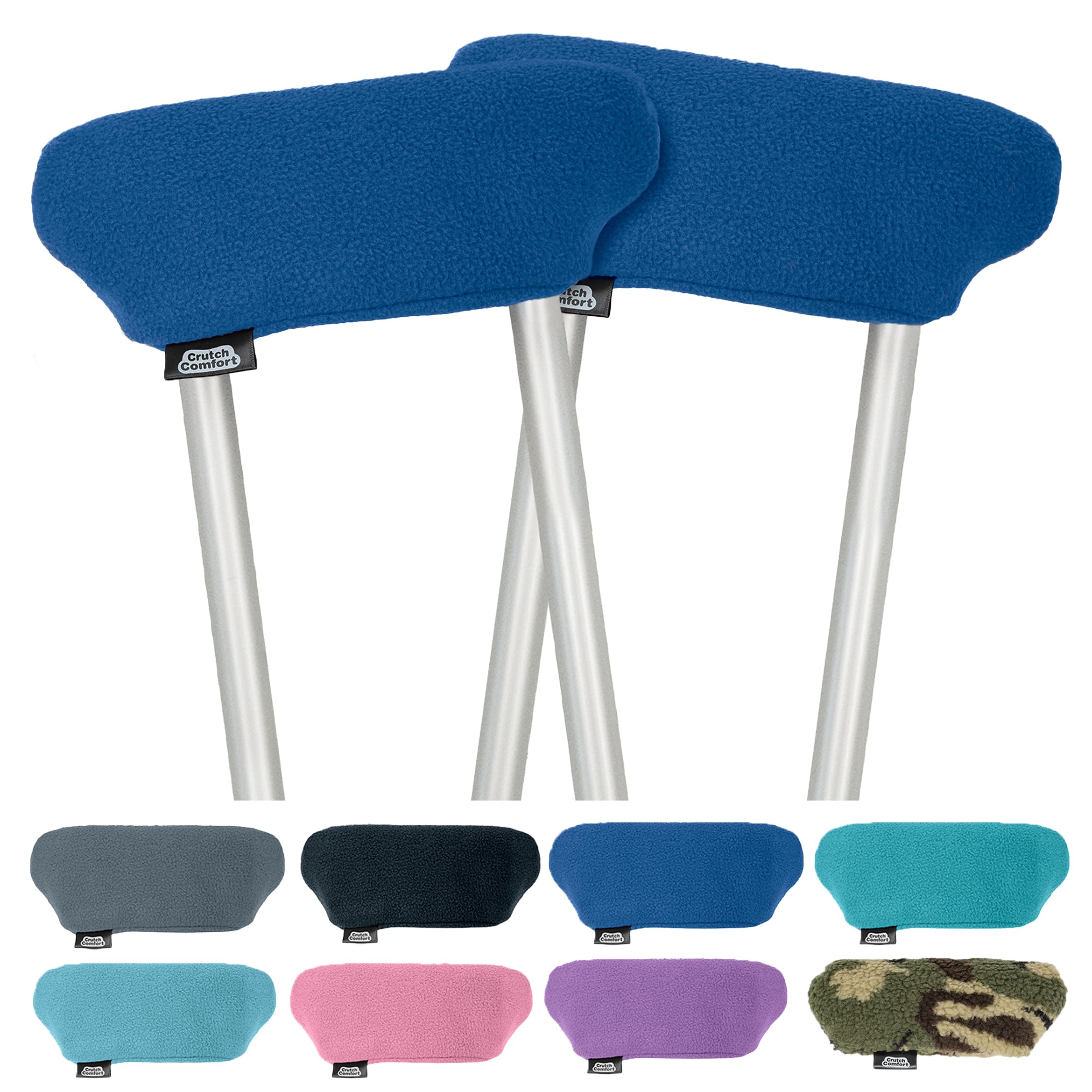 Universal Crutch Underarm Pad Covers - Luxurious Soft Fleece with Sculpted Memory Foam Cores (Dark Blue)