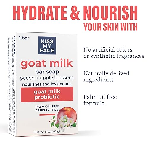 Miniatura 9 de Kiss My Face Jabón en barra de leche de cabra - Rosa + Magnolia - Barra de jabón de leche de cabra probiótica - Libre de crueldad animal y sin