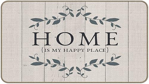 Home is My Happy Place - Tapete decorativo para interiores y exteriores, tapete para puerta delantera de casa nueva, 17 x 30 pulgadas, para entrada