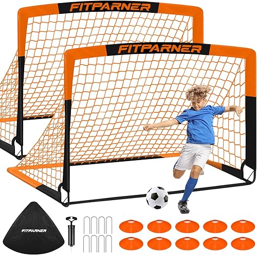 Miniatura 12 de Kids Soccer Goals for Backyard Set - 2 Pack of Portable Pop Up Soccer Nets with Ball,Cones,Complete Training Equipment Kit for Toddler,Youth,Kids