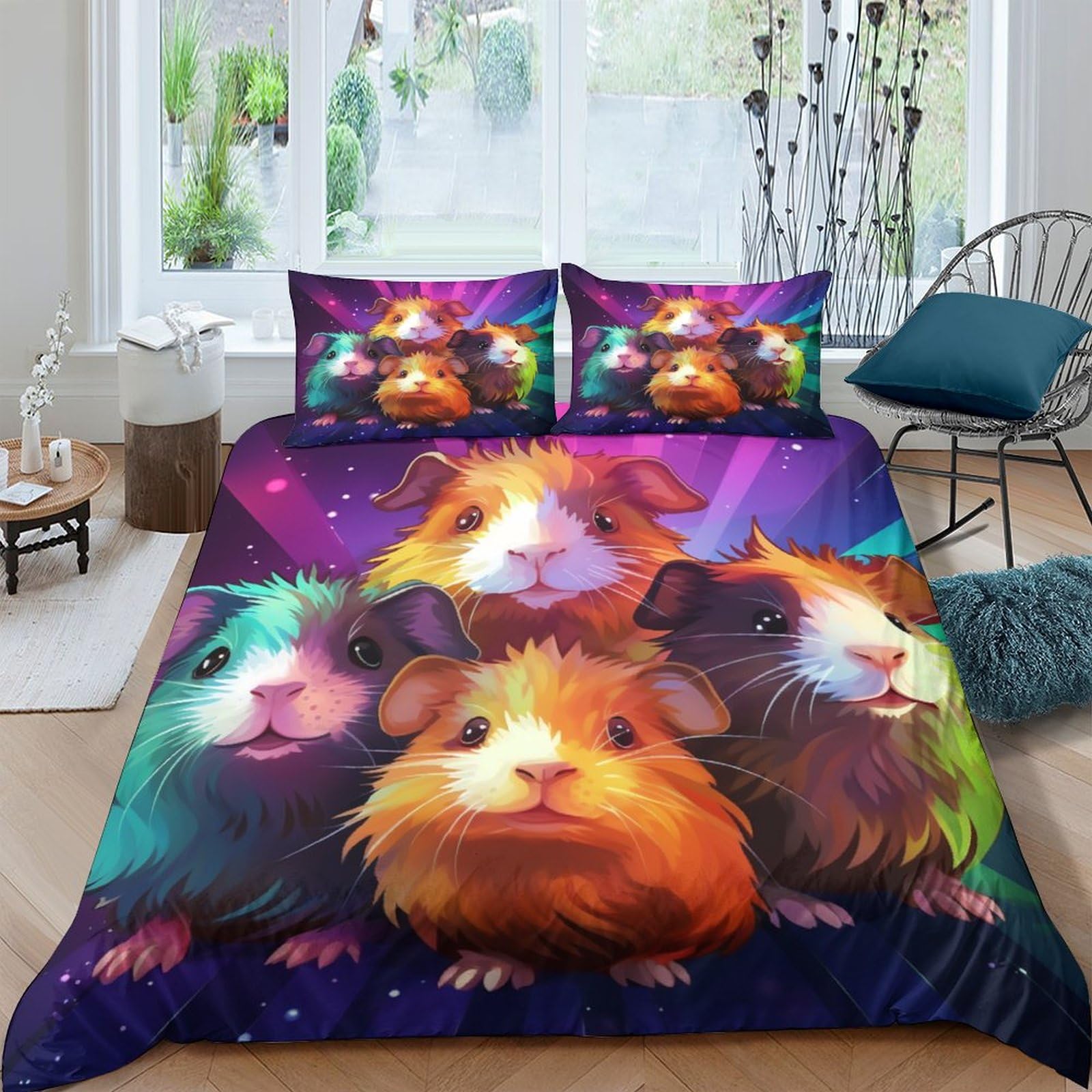 Parure de couette hamster colorée pour chambre d'enfant et ado