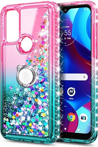 Miniatura 2 de NZND Funda para Motorola Moto G Go (AT&T XT2163-7 de 6.5 pulgadas) con protector de pantalla de vidrio templado (cobertura máxima), soporte de