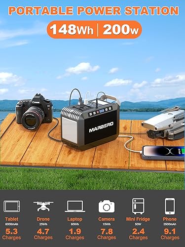 Miniatura 2 de MARBERO Estación de energía portátil de 148 Wh, banco de energía portátil con salida de CA 200 W, generador de camping, 40000 mAh, estación de