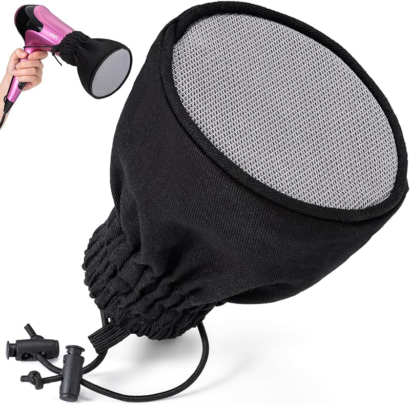 Hair Dryer Diffuser, Universal Difuser Cap for Hair Dryer Attachment | Double-Layer Nylon Hair Dryer Sock Cover for Curly Hair, Foldable Travel Diffuser Sock with Elastic Band for Hair Dryer