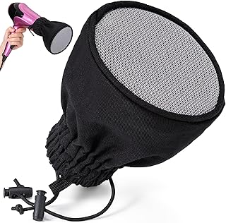 Noverlife Hair Dryer Diffuser, Universal Difuser Cap for Hair Dryer Attachment Double-Layer Nylon Hair Dryer Sock Cover for Curly Hair, Foldable Travel Diffuser Sock with Elastic Band for Hair Dryer