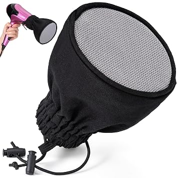 Noverlife Hair Dryer Diffuser, Universal Difuser Cap for Hair Dryer Attachment Double-Layer Nylon Hair Dryer Sock Cover for Curly Hair, Foldable Travel Diffuser Sock with Elastic Band for Hair Dryer