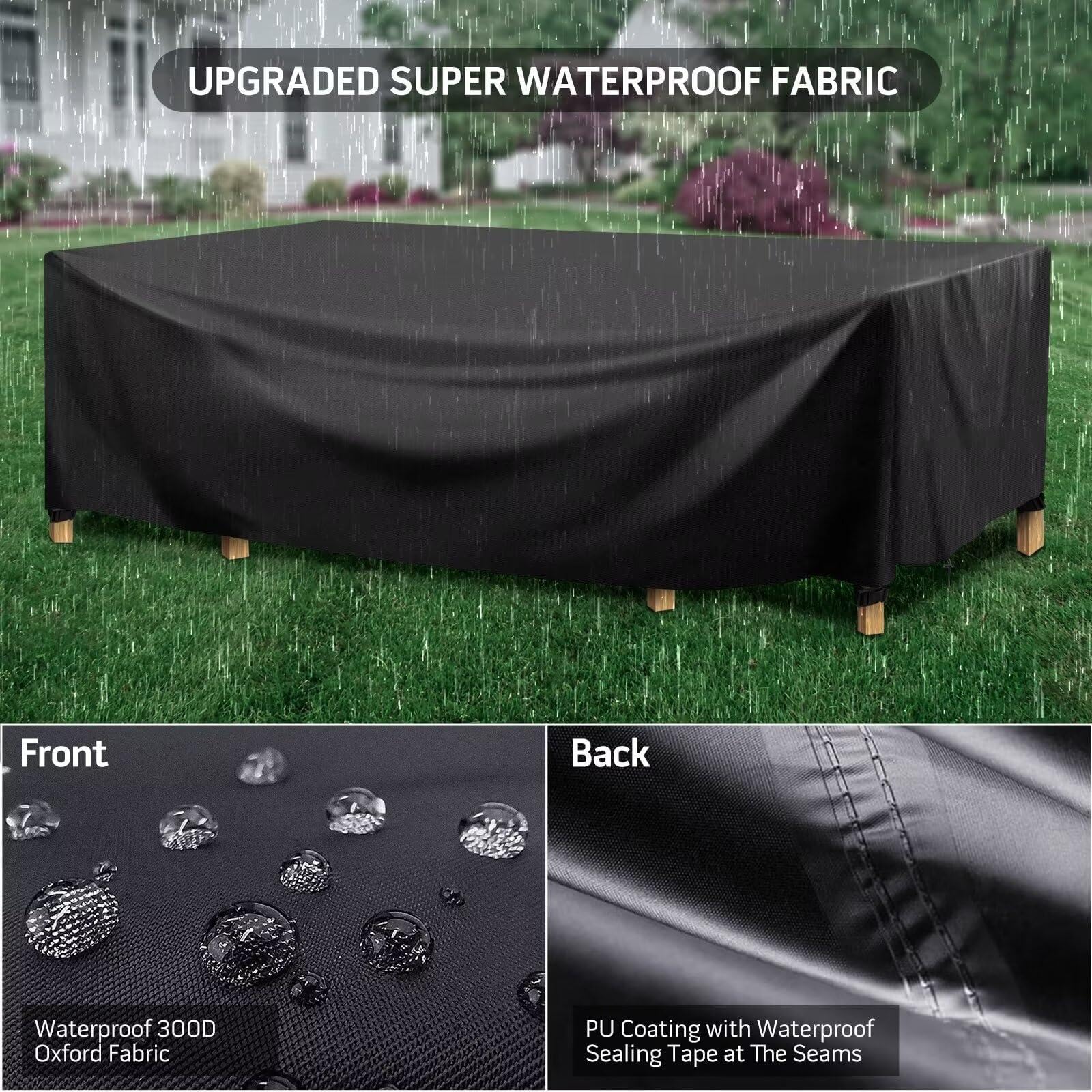Copertura Impermeabile Per Mobili Da Giardino – Set Da Esterno In Rattan – Tessuto Oxford 210D – 255x255x90 Cm – Antivento E Anti UV
