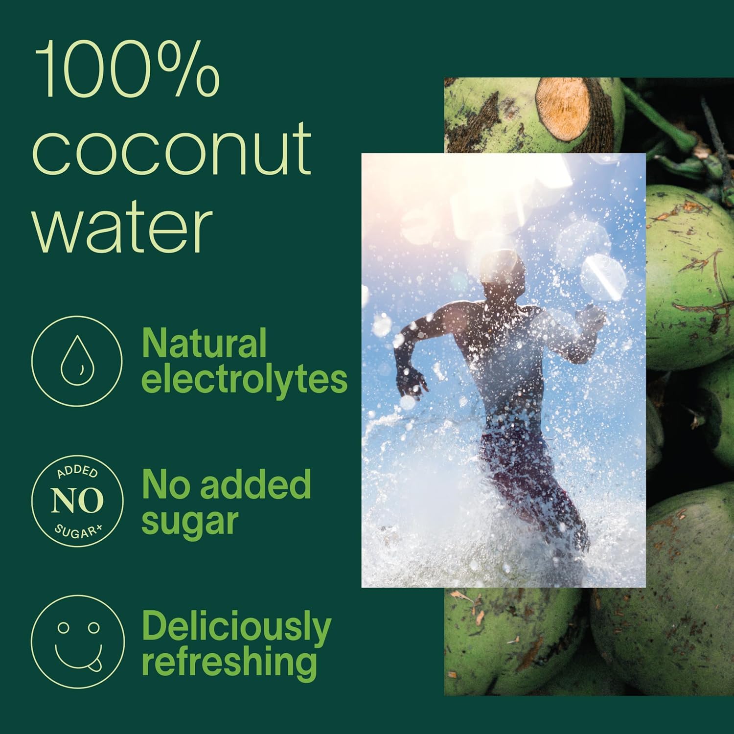 Zico 100% Coconut Water,No added Sugar,Refreshingly Delicious,Hydration with Electrolytes,33.8 Fl Oz,(Pack of 8)