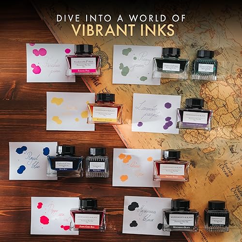 Miniatura 4 de Wordsworth and Black - Botella de tinta para pluma estilográfica (1.7 onzas líquidas), edición de lujo premium, azul rey, tinta embotellada botella