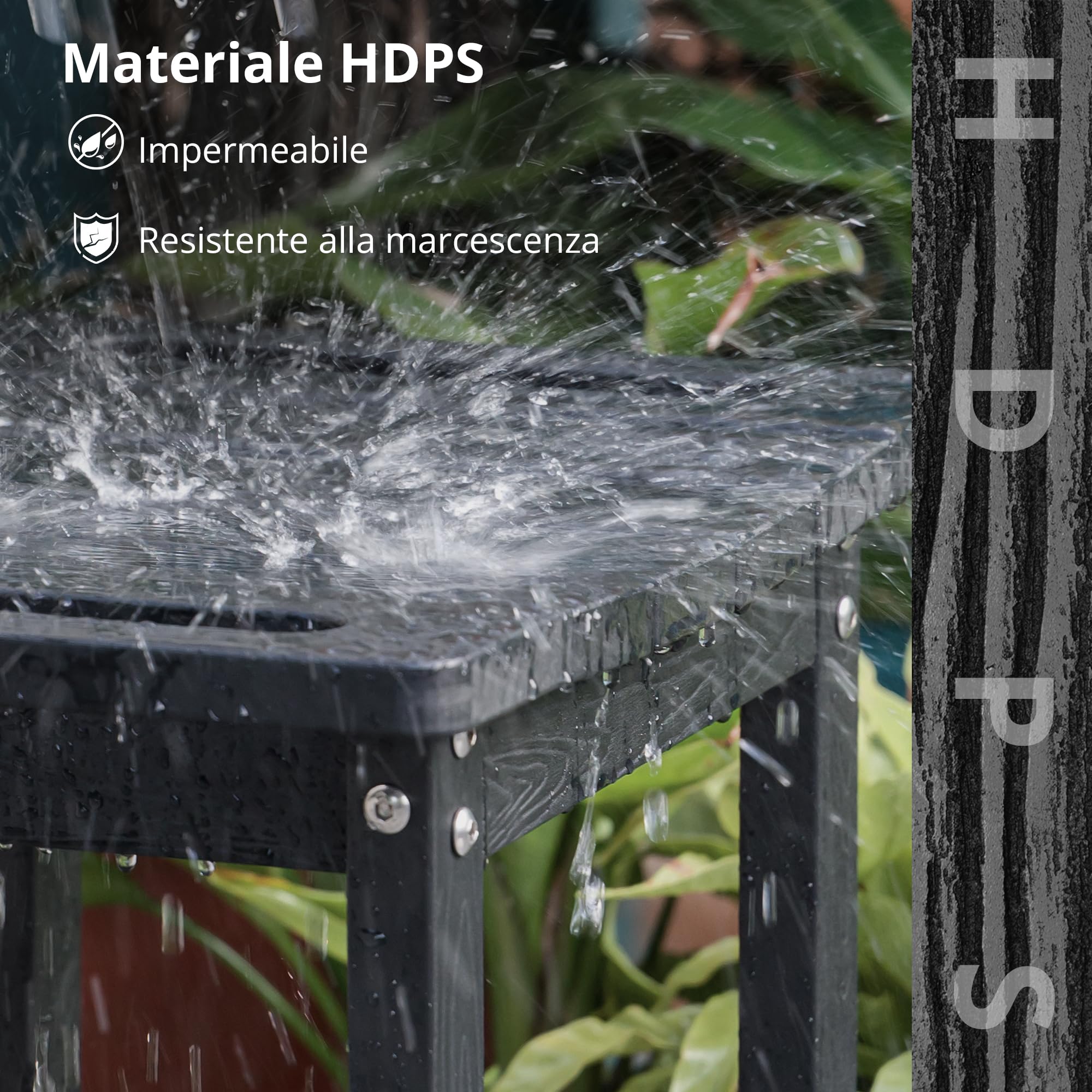LUE BONA Tabouret de Douche en HDPS, Banc de Salle de Bain Imperméable avec Étagère, Siège Antidérapant pour Douche, Résistant aux Intempéries, Intérieur et Extérieur, Noir