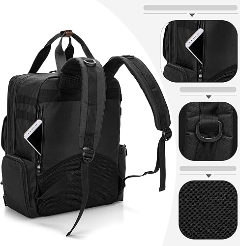 Miniatura 6 de BAFASO Estuche de Barbero de Gran Capacidad, Bolsa de Peluquería de Viaje que Contiene Varias Herramientas de Corte de Cabello (Solo Bolsa), Negro