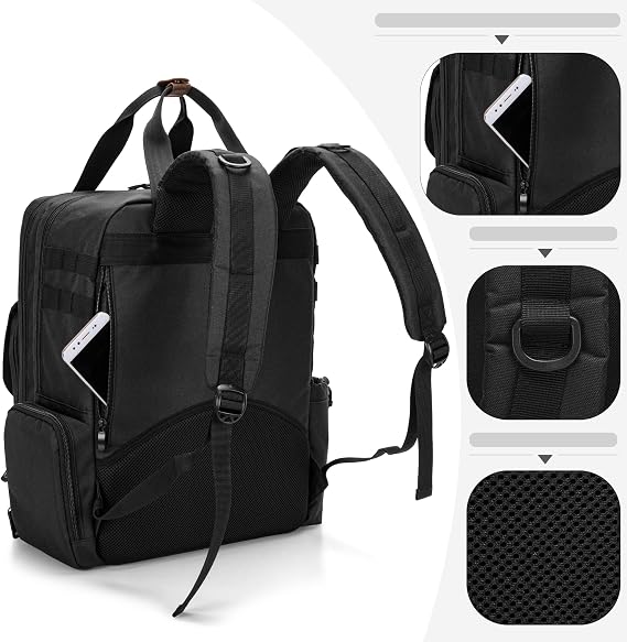 BAFASO Large Capacity Barber Case, Travel Hairdresser Bag Holds Various Hair Cutting Tools, Black