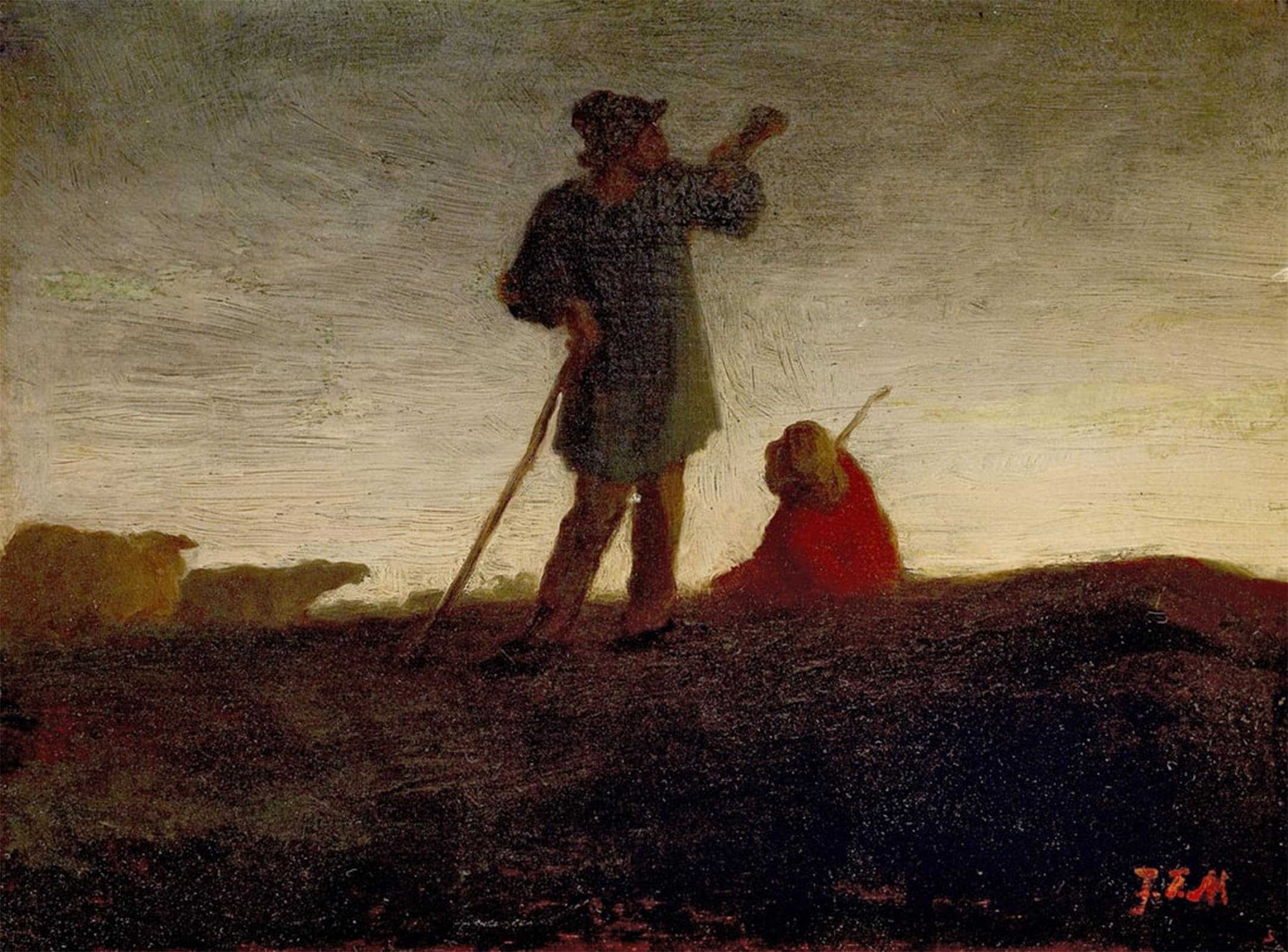 SERENDIPITP Retro Picture Poster Wall Art Pictures Painting Recalling the Flock by Jean Francois Millets Wall Art Canvas Print for Wall Decor 60x90cm